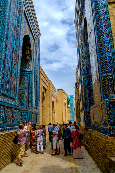 Şah-ı-Zinda memorial kompleksi, Semerkand, Özbekistan Necropolis'e. UNESCO Dünya Mirası - Fotoğraf, Görsel