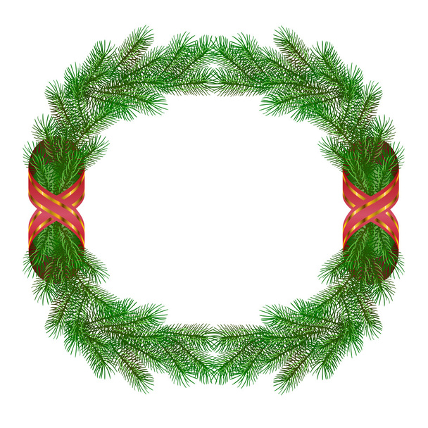 Kerstmis fir branch krans frame - Vector, afbeelding