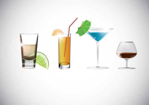instellen met verschillende cocktails - Vector, afbeelding