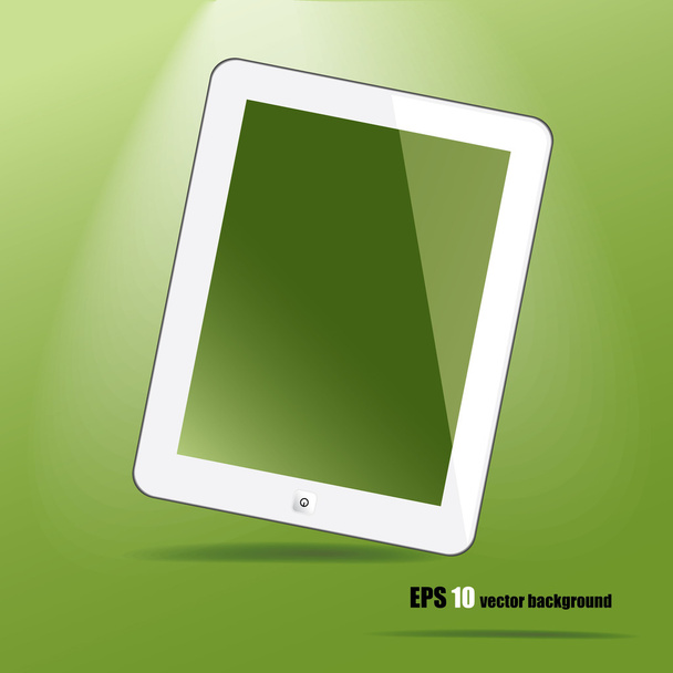 Beyaz yeşil zemin üzerine tablet - Vektör, Görsel