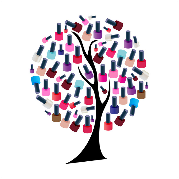 Дерево с реалистической ногтевой польской векторной иллюстрацией
 - Вектор,изображение