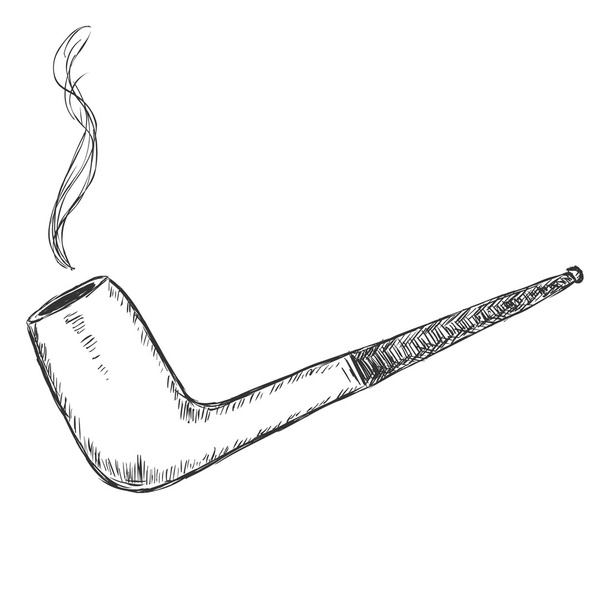 Één schets Tobacco Pipe - Vector, afbeelding