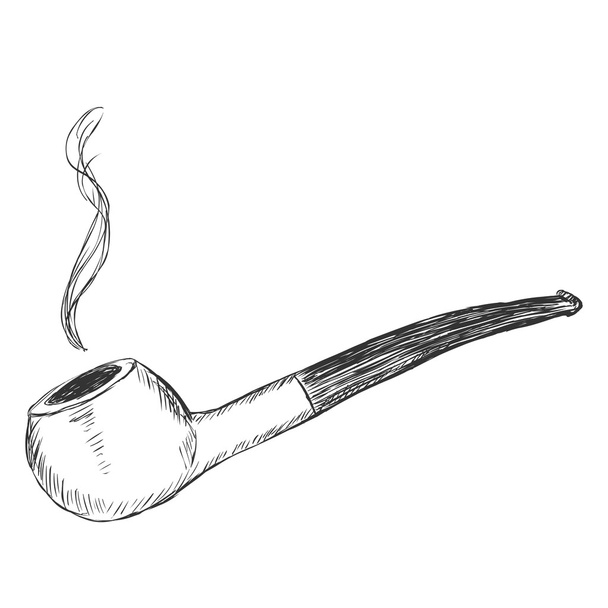 Single Sketch Tobacco Pipe - Vector, afbeelding