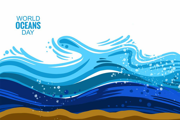  Красивые морские волны мировой день океанов фон - Вектор,изображение