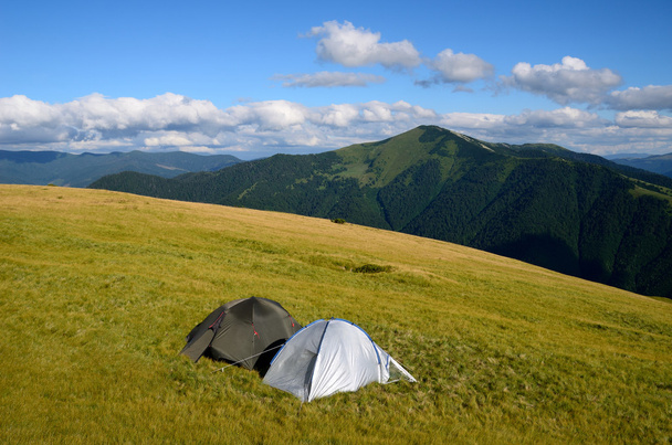 Two tents in mountains - Foto, Bild