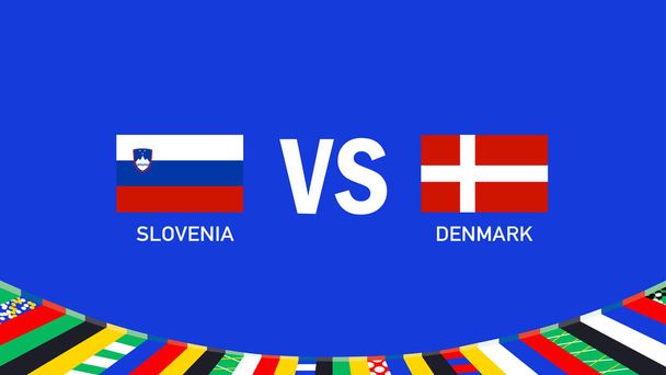 Slovenia And Denmark Match Design Flag European Nations 2024 Teams Countries European Germany Football Symbol Logo Vector Illustration - Vector, Image