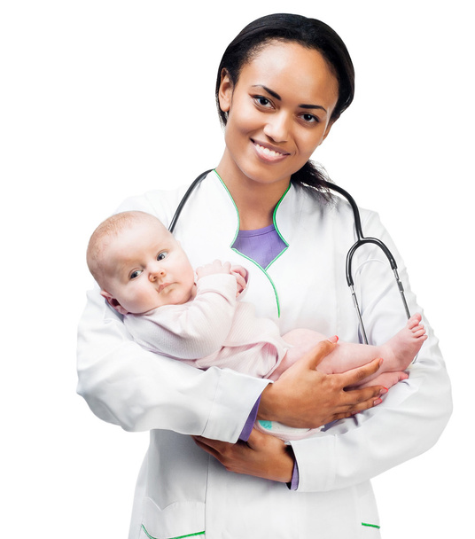 Doctor and baby on a white background - Foto, Bild