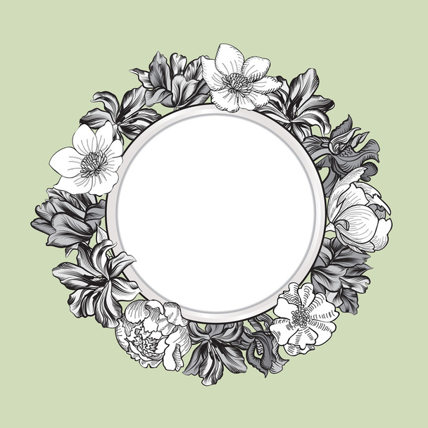 Flower border. Floral frame - Vector, Image
