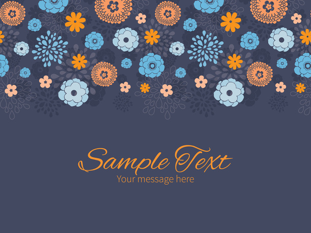 Vector golden and blue night flowers horizontal border greeting card invitation template - Διάνυσμα, εικόνα