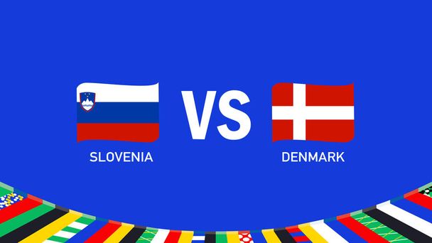 Slovenia And Denmark Match Design Emblem European Nations 2024 Teams Countries European Germany Football Symbol Logo Vector Illustration - Vector, Image