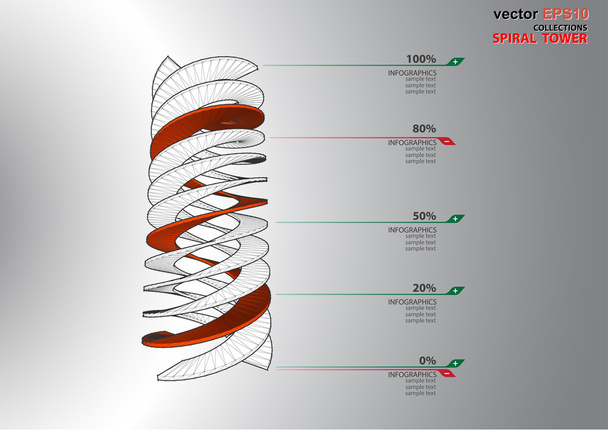  3D dimensions spiral stair  - Vetor, Imagem
