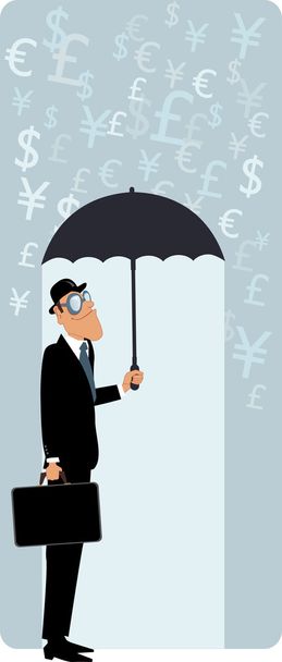 Brytyjski biznesmen pod parasolem - Wektor, obraz