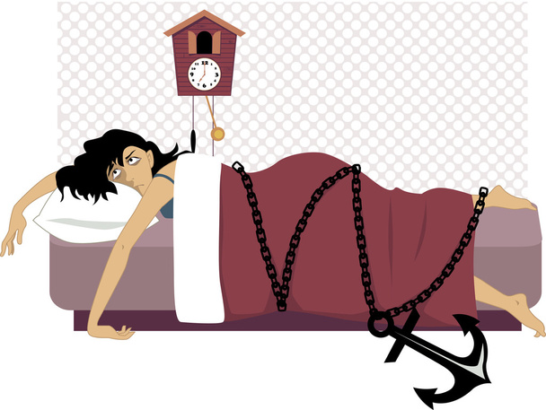 Chained to a bed - Vector, Image