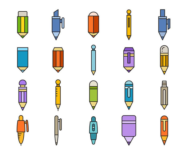 pen and pencil icons set vector illustration - Vetor, Imagem