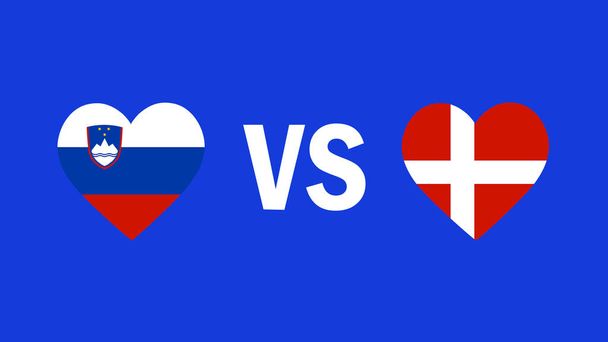 Slovenia And Denmark Match Design Heart Flag European Nations 2024 Teams Countries European Germany Football Symbol Logo Vector Illustration - Vector, Image