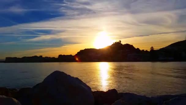 Coast at sunset Málaga Spain - Felvétel, videó
