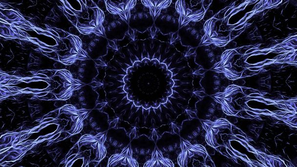 Flor fractal abstrata se espalhando como energia elétrica. Animação. Ornamento de mandala em forma de flor - Foto, Imagem