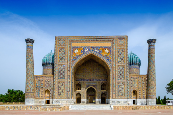 Sher Dor medrese Registan Meydanı, Semerkand, Özbekistan - Fotoğraf, Görsel