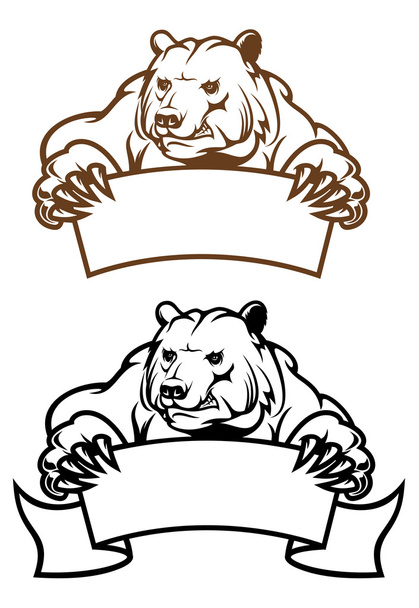 Ours kodiak sauvage avec bannière
 - Vecteur, image