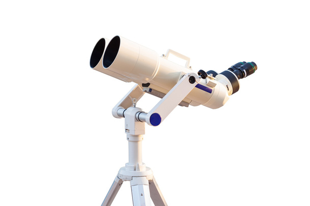 Телескоп изолирован на белом фоне для поиска звездной вселенной
, - Фото, изображение