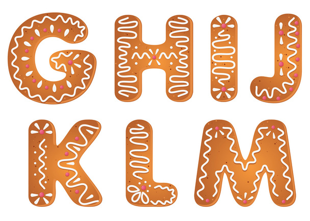 Gingerbread alphabet letters - Vektör, Görsel
