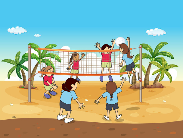 Beach volleyball - Vector, Image