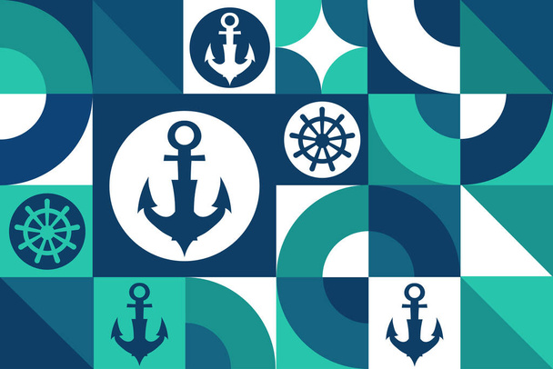 Day of the Seafarer. June 25. Seamless geometric pattern. Template for background, banner, card, poster. Vector EPS10 illustration - Vector, Image