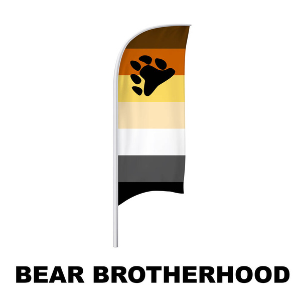 Bear-Brotherhood Pride Curved Vertical Flag Vector - symbol genderové rozmanitosti s unikátní paletou ve stupních šedi a zářivě zeleným akcentem. Ideální pro inkluzivní kampaně a osvětové akce. - Vektor, obrázek