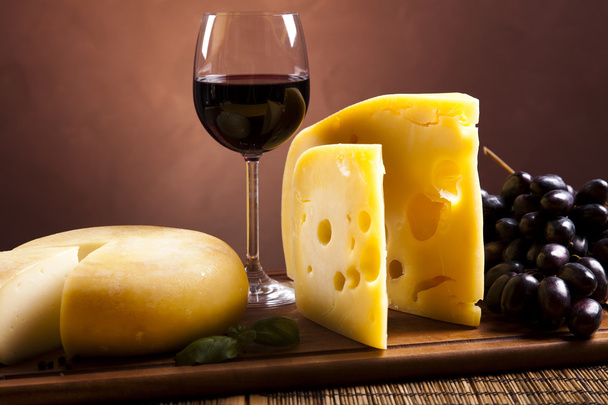 Still-life with cheese and wine - Photo, Image
