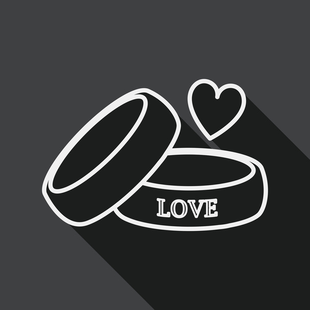 Dia dos Namorados casal pulseira ícone plano com sombra longa, ícone de linha
 - Vetor, Imagem