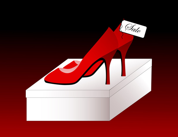Обувь для продажи на коробке
 - Вектор,изображение