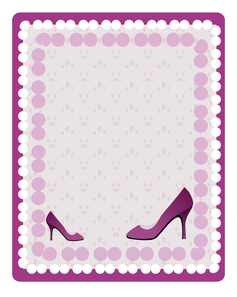 violette achtergrond met violet schoenen en punten - Vector, afbeelding
