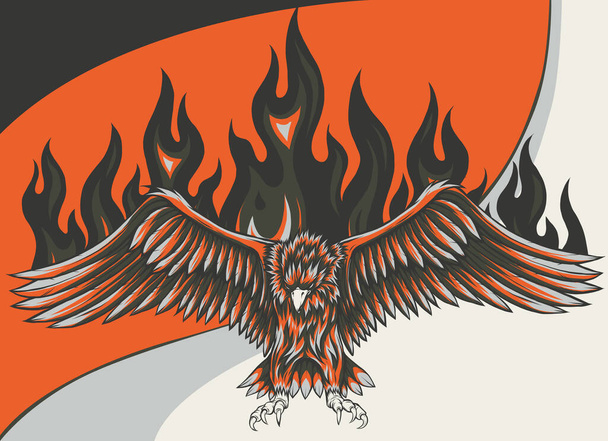 διανυσματική απεικόνιση του αετού με φλόγες - Διάνυσμα, εικόνα
