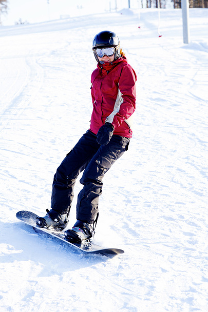 Mujer snowboarder en el snowhill
 - Foto, imagen