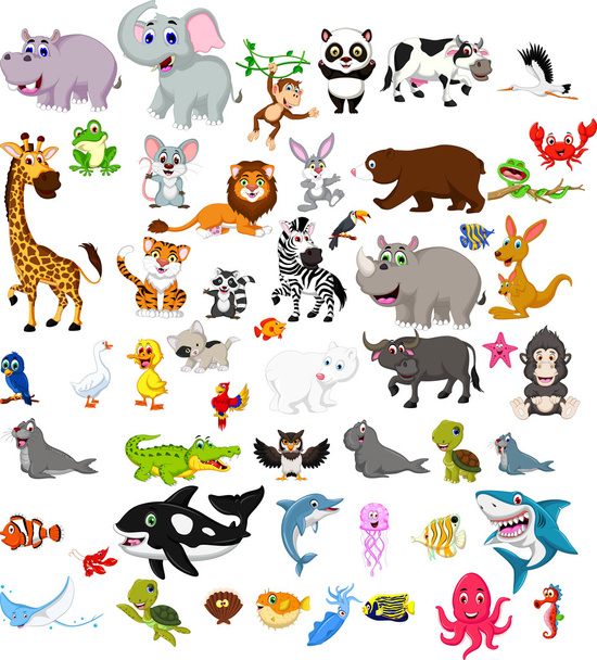 Conjunto de desenhos animados de animais grandes
 - Vetor, Imagem