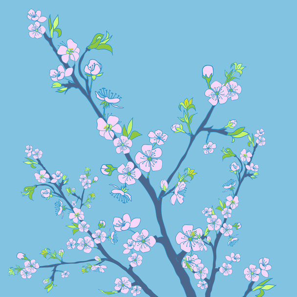 Flowering cherry branch.Vintage background - Вектор, зображення