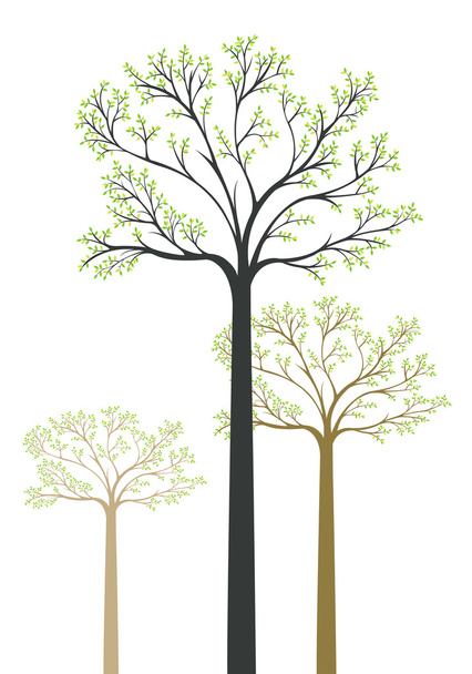 Madera artística con varios árboles en un fondo aislado
 - Vector, imagen