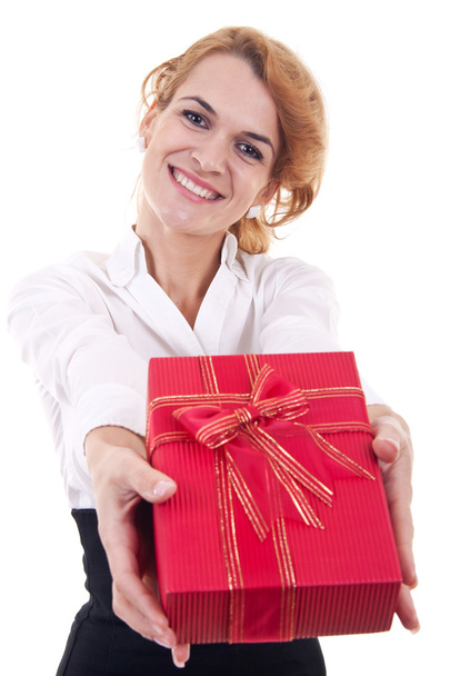 Jeune femme offrant un cadeau
 - Photo, image