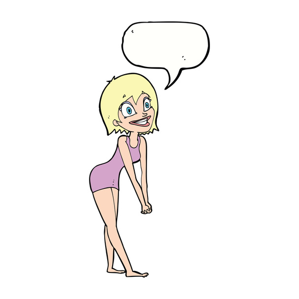 femme excitée dessin animé avec bulle de parole
 - Vecteur, image