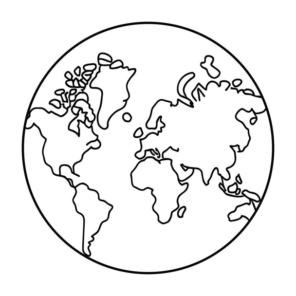Einfache Umrissvektorillustration des Planeten Erde als Malseite. Perfekt für pädagogische und kreative Projekte. - Vektor, Bild