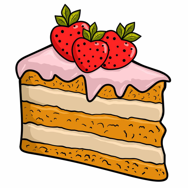 Ilustración de pastel con fresa
 - Foto, imagen