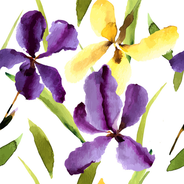 Background watercolor Iris flowers - Vektör, Görsel