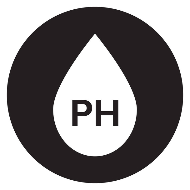 Значение PH в капле воды изолировано на белом фоне. Нейтральный вектор значка ph кожи - Вектор,изображение