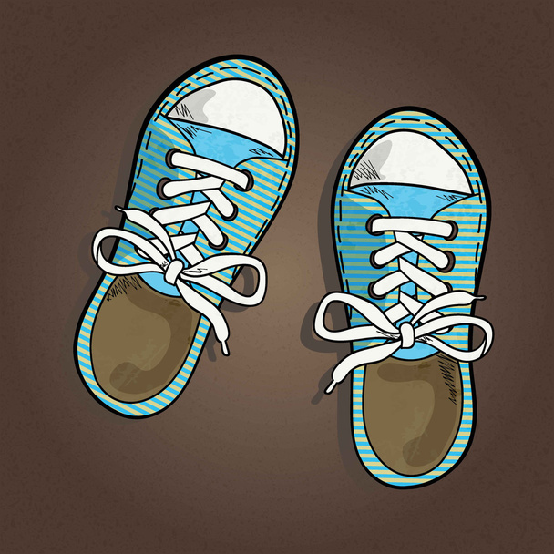 παλιά πάνινα παπούτσια - Διάνυσμα, εικόνα