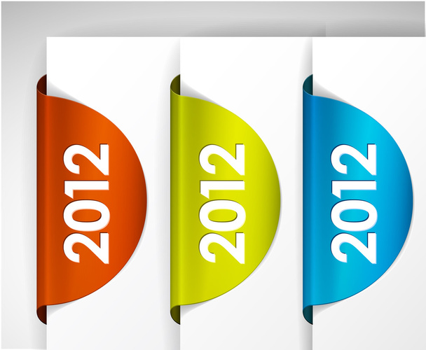 διανυσματικά 2012 Ετικέτες, αυτοκόλλητα, δείκτες, Ετικέτες - Διάνυσμα, εικόνα