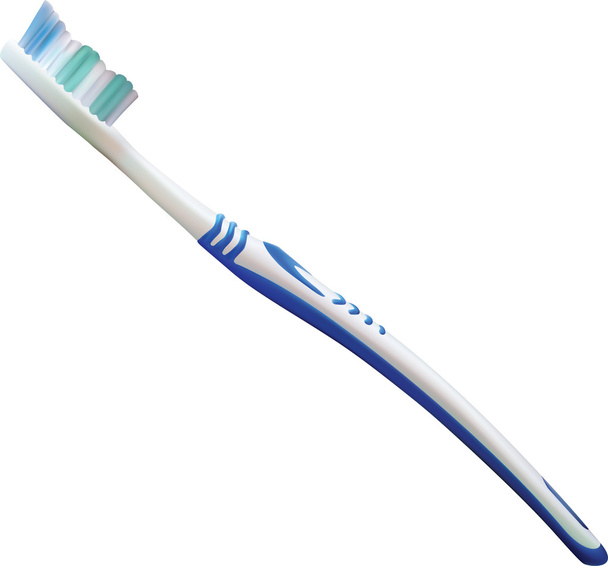 realistische Zahnbürste mit Zahnpastetion. - Vektor, Bild