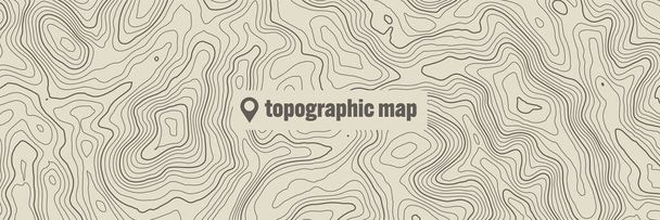 Topographic map with contour lines. Geographic terrain grid, relief height elevation. Ground path pattern. Travel and navigation, cartography design element. Vector illustration. - Vector, Image