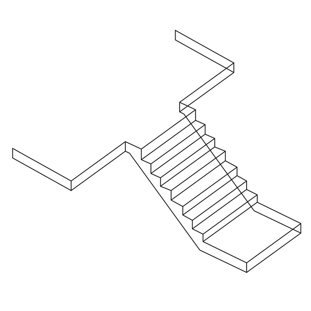 強化セメント コンクリート階段のワイヤー フレーム図面 - ベクター画像