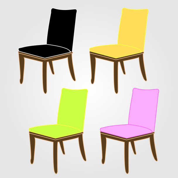 Cadeiras de jantar coloridas
 - Vetor, Imagem
