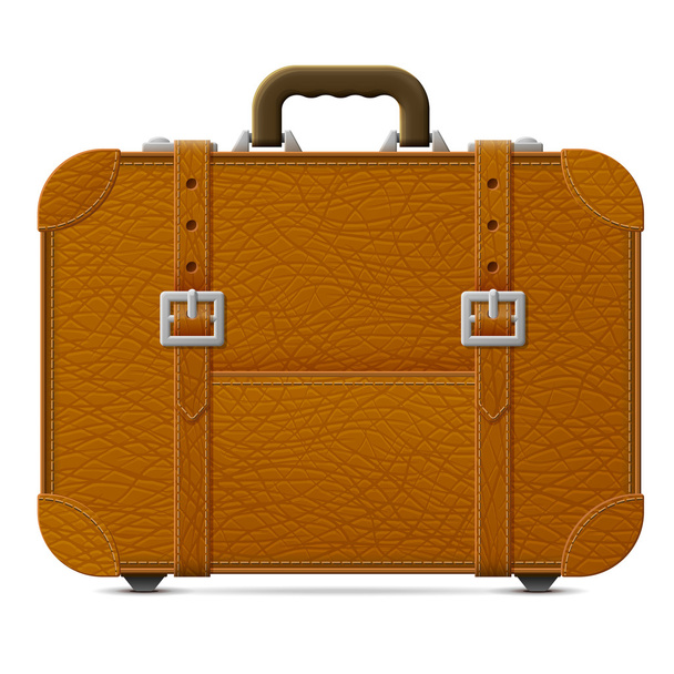 Кожаный чемодан, вид спереди
 - Вектор,изображение